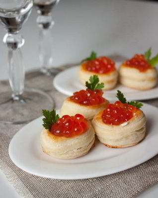 Волованы с красной икрой