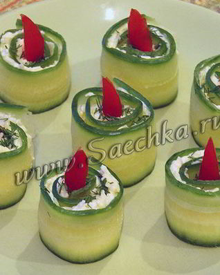 Закуска из огурцов Свечи