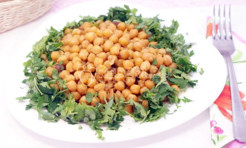 Рецепт жареного нута с зеленью